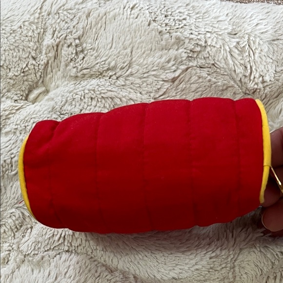 Chic Red Quilted Cosmetic Bag with Yellow Trim